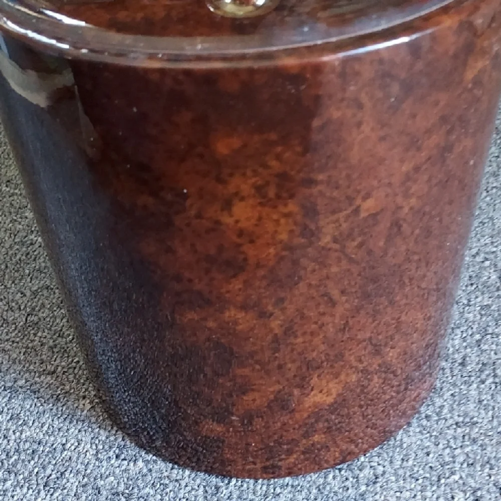 Vintage MCM, Brown Ice Bucket with Goldtone Handle